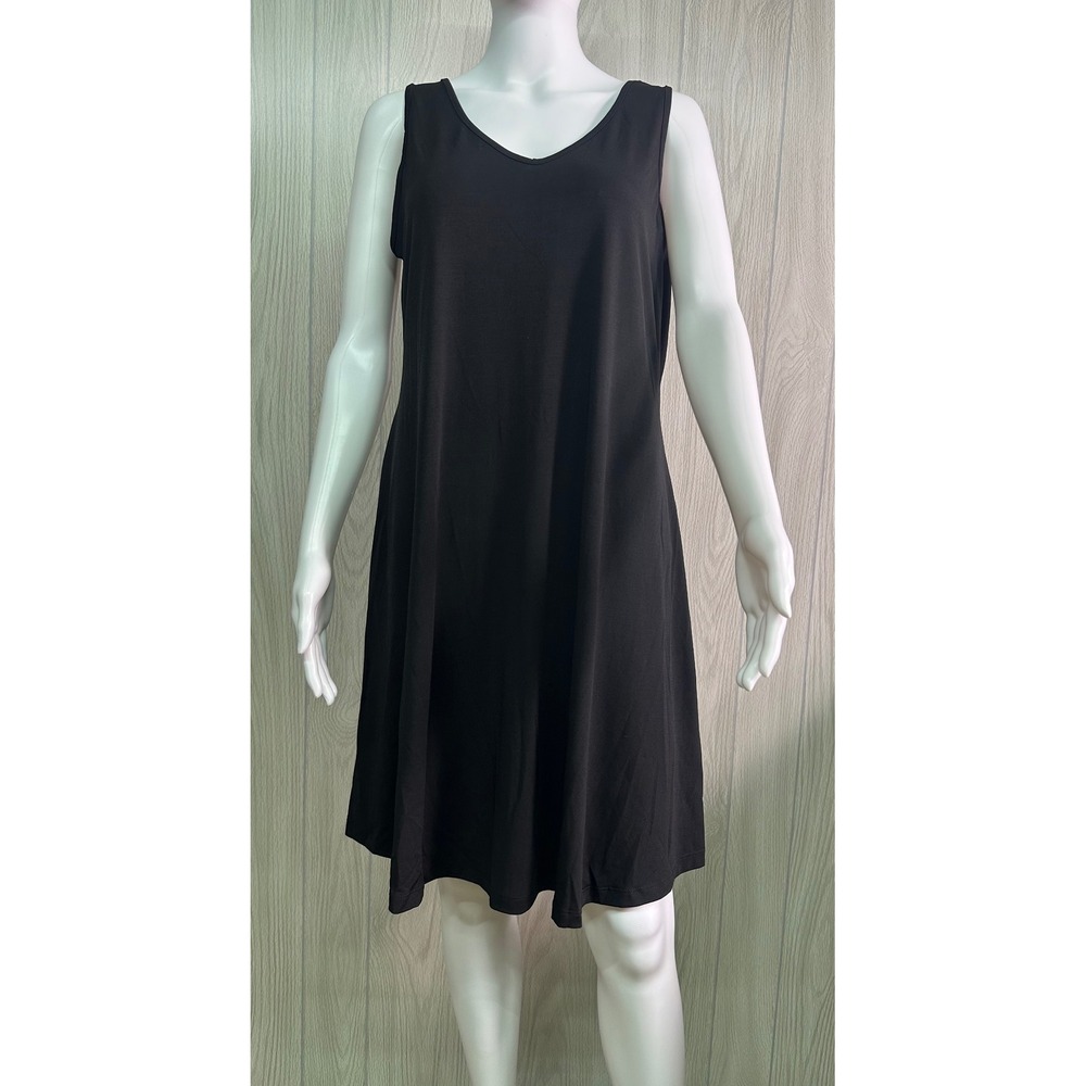 Shiela Rose L Black V Neck Sleeveless A-Line‎ Dress Nadine West Style 82888